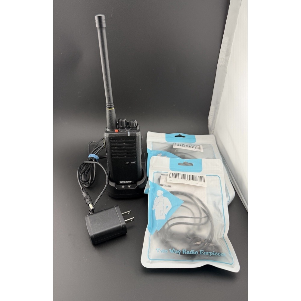 Maxon MP-4116 Radio, Charger TSA-0400, Extra Battery & 2 Earpieces. Great Shape